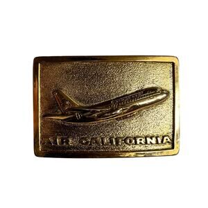 Vtb Embossed Brass Air California Belt Buckle Featuring Boeing Airplane